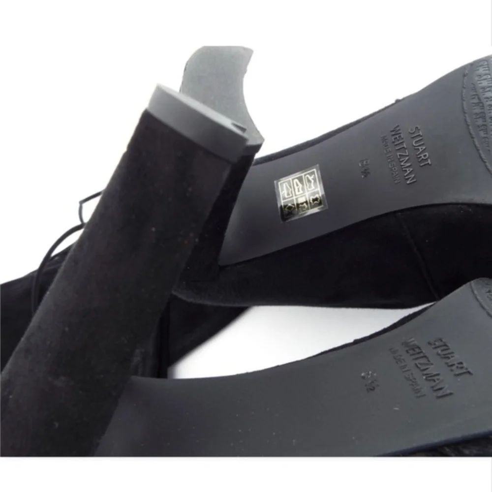 New STUART WEITZMAN Black Stretch Suede High Heel Over The Knee Boots 8.5